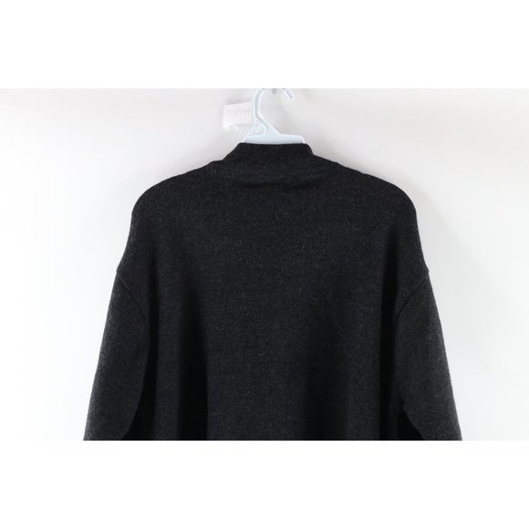 Vtg 90s Streetwear Womens 2XL Blank Wool Knit Mock Neck Sweater Charcoal Gray - Picture 6 of 7